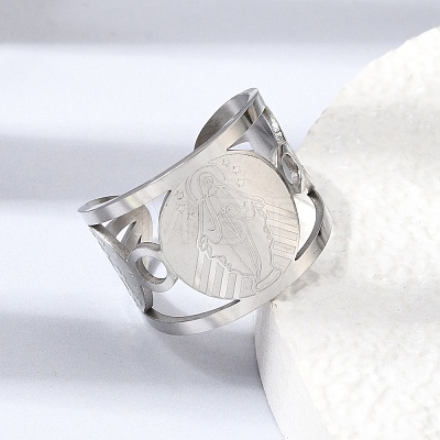 304 Stainless Steel Open Cuff Rings for Women RJEW-A099-01P-1