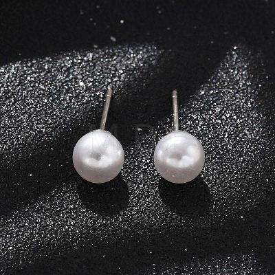 Brass ABS Imitation Pearl Stud Earrings EJEW-B132-01A-P-1