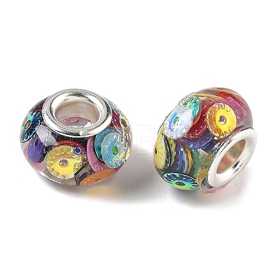 Transparent Resin Rondelle European Beads RESI-S023-12-1