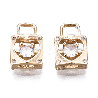 Brass Micro Pave Clear Cubic Zirconia Charms KK-S359-095-RS-1