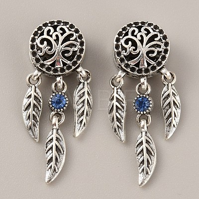 Tibetan Style Alloy European Pendant Rhinestone Settings FIND-TAC0001-64-1