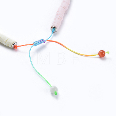 Handmade Polymer Clay Heishi Beads Braided Necklaces NJEW-JN02423-01-1