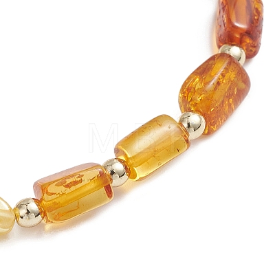 Rectangle Gradient Color Natural Amber Beads Stretch Bracekets BJEW-JB12766-1