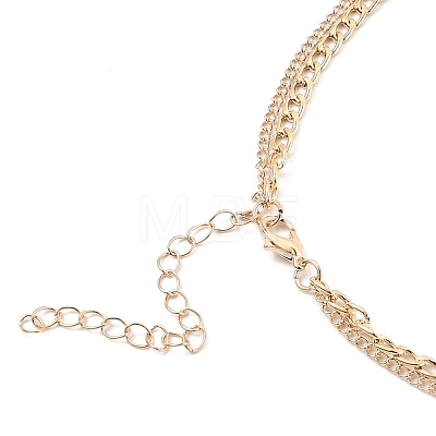 Alloy Double Layered Necklaces NJEW-B0002-09G-1
