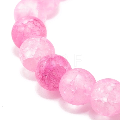 8mm Candy Color Round Crackle Glass Beads Stretch Bracelet for Girl Women BJEW-JB07180-1