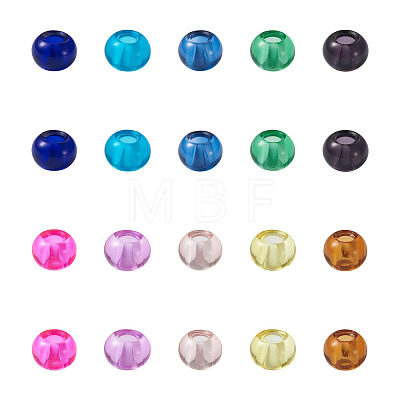 Craftdady 100Pcs 10 Colors Transparent Glass European Beads GLAA-CD0001-12-1