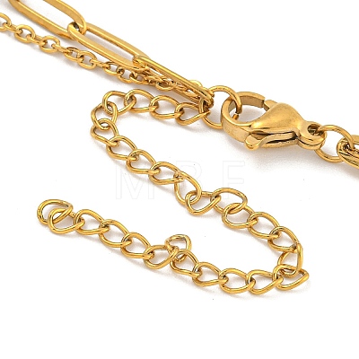 304 Stainless Steel Bowknot Pendant Necklaces NJEW-L182-001G-07-1