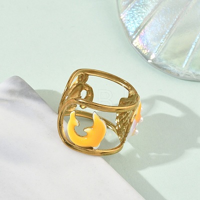 Ocean 304 Stainless Steel Cuff Open Rings RJEW-C166-01A-G-1