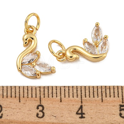 Rack Plating Brass Micro Pave Clear Cubic Zirconia Charms KK-U030-15G-1