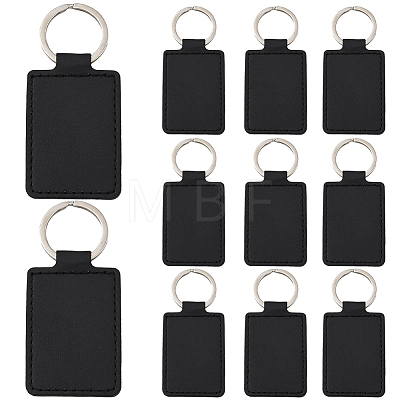 CutHollow 12Pcs Rectangle Imitation Leather Pendant Keychain KEYC-CL0001-11A-1
