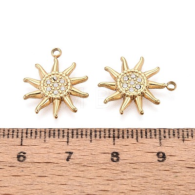 304 Stainless Steel Micro Pave Cubic Zirconia Pendants STAS-N115-54G-1