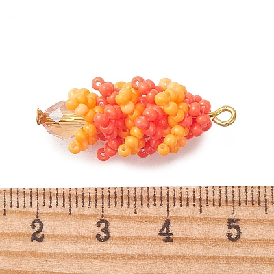 Glass Seed Beaded Pendants PALLOY-MZ01358-1