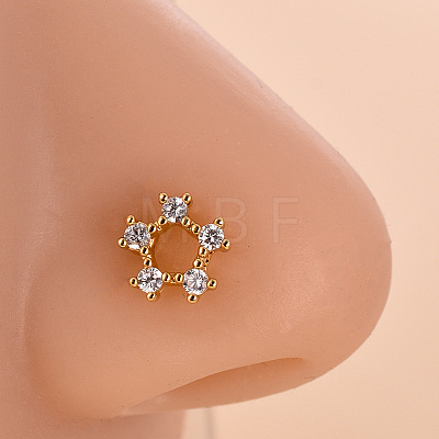 316L Surgical Stainless Steel Clear Cubic Zirconia L-Shaped Nose Rings WG09863-10-1