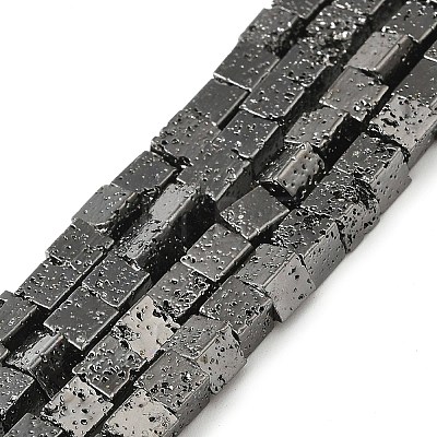 Electroplated Natural Lava Rock Beads Strands G-L606-E02-01E-1