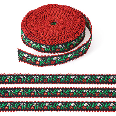 10Yards Polyester Flower Ribbon OCOR-TA0003-63B-1
