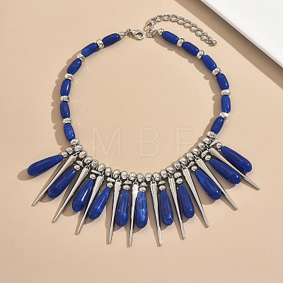 Exaggerated Resin Teardrop & Alloy Cone Bib Necklaces with CCB Plastic Beads for Women WG818CC-02-1