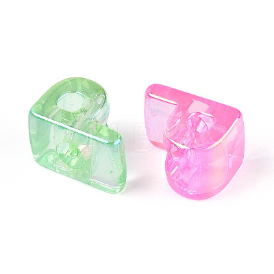 UV Plating Transparent Acrylic European Beads OACR-M027-02P-1