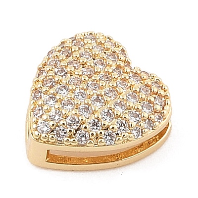 Brass Micro Pave Cubic Zirconia Slide Charms ZIRC-I068-10G-1