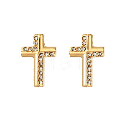 Cross Stainless Steel Crystal Rhinestone Stud Earrings for Women RH7561-4-1