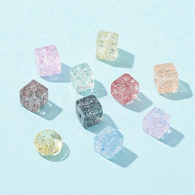 155Pcs 10 Style Transparent Crackle Glass Beads GLAA-FS0001-47-1