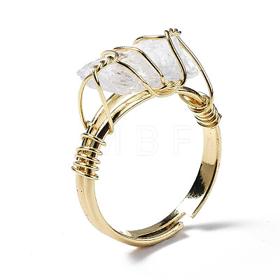 Adjustable Natural Quartz Crystal Finger Rings RJEW-T019-03A-KC-1