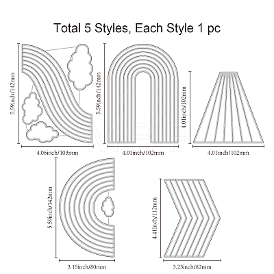 5Pcs 5 Styles Carbon Steel Cutting Dies Stencils DIY-WH0309-912-1
