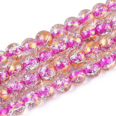 Crackle Transparent Glass Beads Strands GLAA-N030-8mm-01I-1