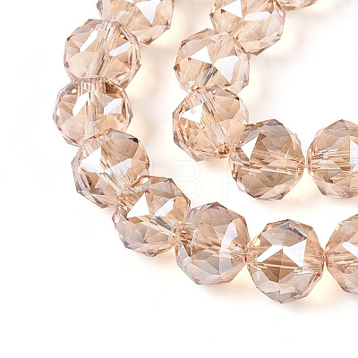 Electroplate Transparent Glass Round Beads Strands EGLA-T029-8mm-12T-14-1
