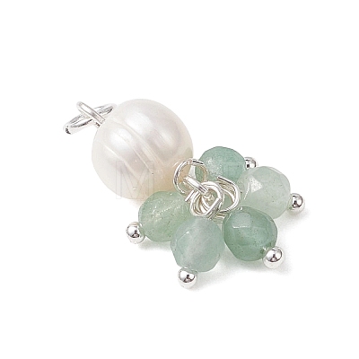 Natural Green Aventurine & Garne & Amethyst & Rose Quartz & Apatite Faceted Round & Potato Pearl Pendants PALLOY-JF04750-02-1