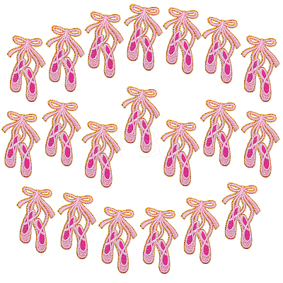 Bowknot & Dancing Shoes Computerized Embroidery Cloth Iron on Sew on Patches PATC-WH0002-134-1