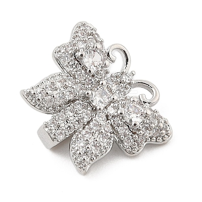 Brass Micro Pave Clear Cubic Zirconia Slide Charms ZIRC-I068-32P-1