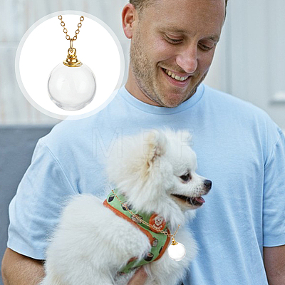 4Pcs 2 Colors Clear Glass Openable Round Bottle Pet Urn Ashes Pendant 304 Stainless Steel Cable Chain Necklaces NJEW-DR00027-1