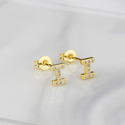 Brass Clear Cubic Zirconia Stud Earrings WGC2A80-09-1