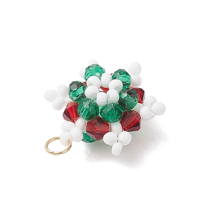 5Pcs 5 Colors Glass Seed Beaded Snowflake Pendants PALLOY-MZ00815-1