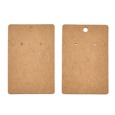 Rectangle Kraft Paper One Pair Earring Display Cards with Hanging Hole CDIS-YWC0001-02-1