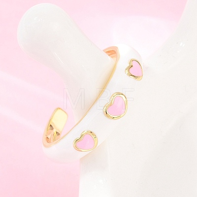 Brass Enamel Cuff Open Rings RJEW-P190-01G-1