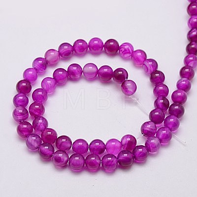 Natural Agate Beads Strands G-G583-6mm-M-1