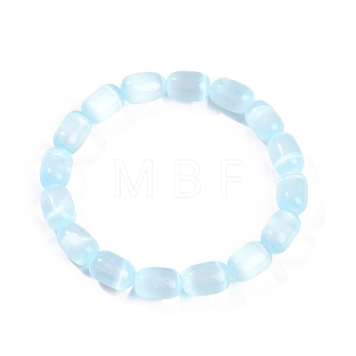 Dyed Natural Selenite Column Beaded Stretch Bracelets for Women BJEW-I312-05B-1