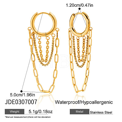 304 Stainless Steel Chain Tassel Hoop Earrings FS-WG79814-01-1