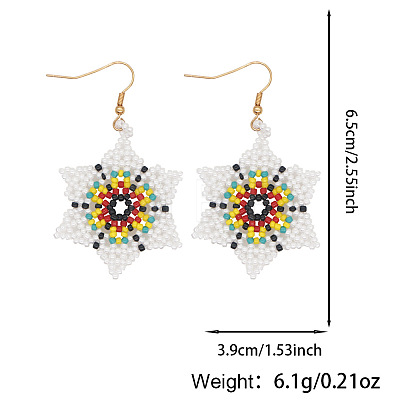 Bohemian Handmade Glass Seed Beads Dangle Earrings IE0673-1
