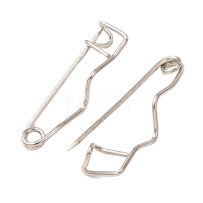 Iron Wave Safety Pin Brooch Findings JEWB-Z050-01P-02-1