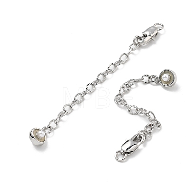 Brass Enamel ABS Imtation Pearl End with Chain KK-B129-27P-01-1