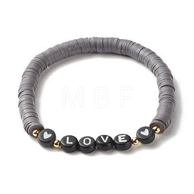 Love Heart Beads Stretch Bracelets Set for Women BJEW-JB07161-1