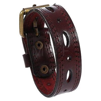 Alloy Cowhide Cord Bracelets for Women Men BJEW-WH20007-15A-1