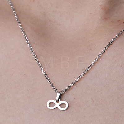 201 Stainless Steel Infinity Pendant Necklace NJEW-OY001-13-1