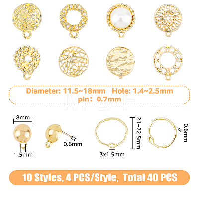 40Pcs 10 Style Alloy Stud Earring Findings FIND-FH0005-73-1