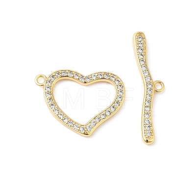 Brass Micro Pave Clear Cubic Zirconia Toggle Clasps KK-P234-79G-1