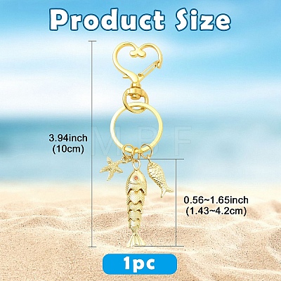 Ocean Brass Micro Pave Cubic Zirconia & Alloy Keychains KEYC-YW00273-1