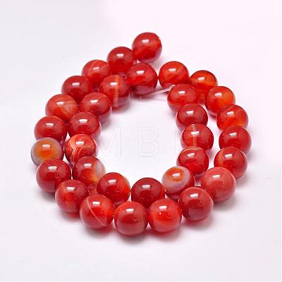 Natural Striped Agate/Banded Agate Bead Strands G-G962-10mm-14-1