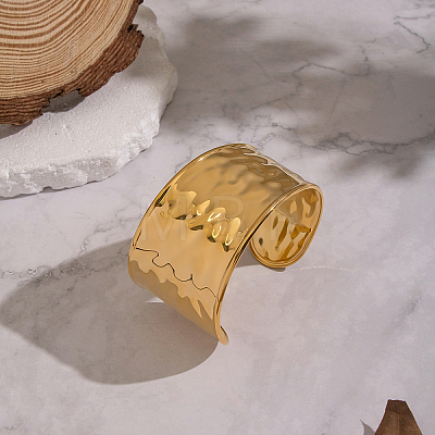 Minimalist Hammered 304 Stainless Steel Cuff Bangles PQ4514-1
